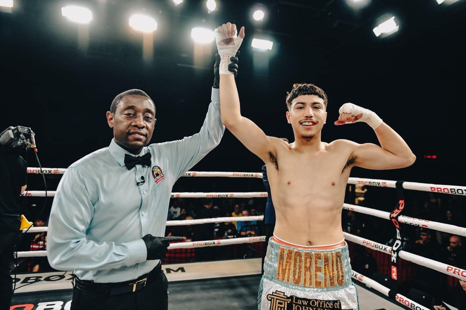 Teenage prospect Emiliano Moreno steps up against Rashield Williams in Florida