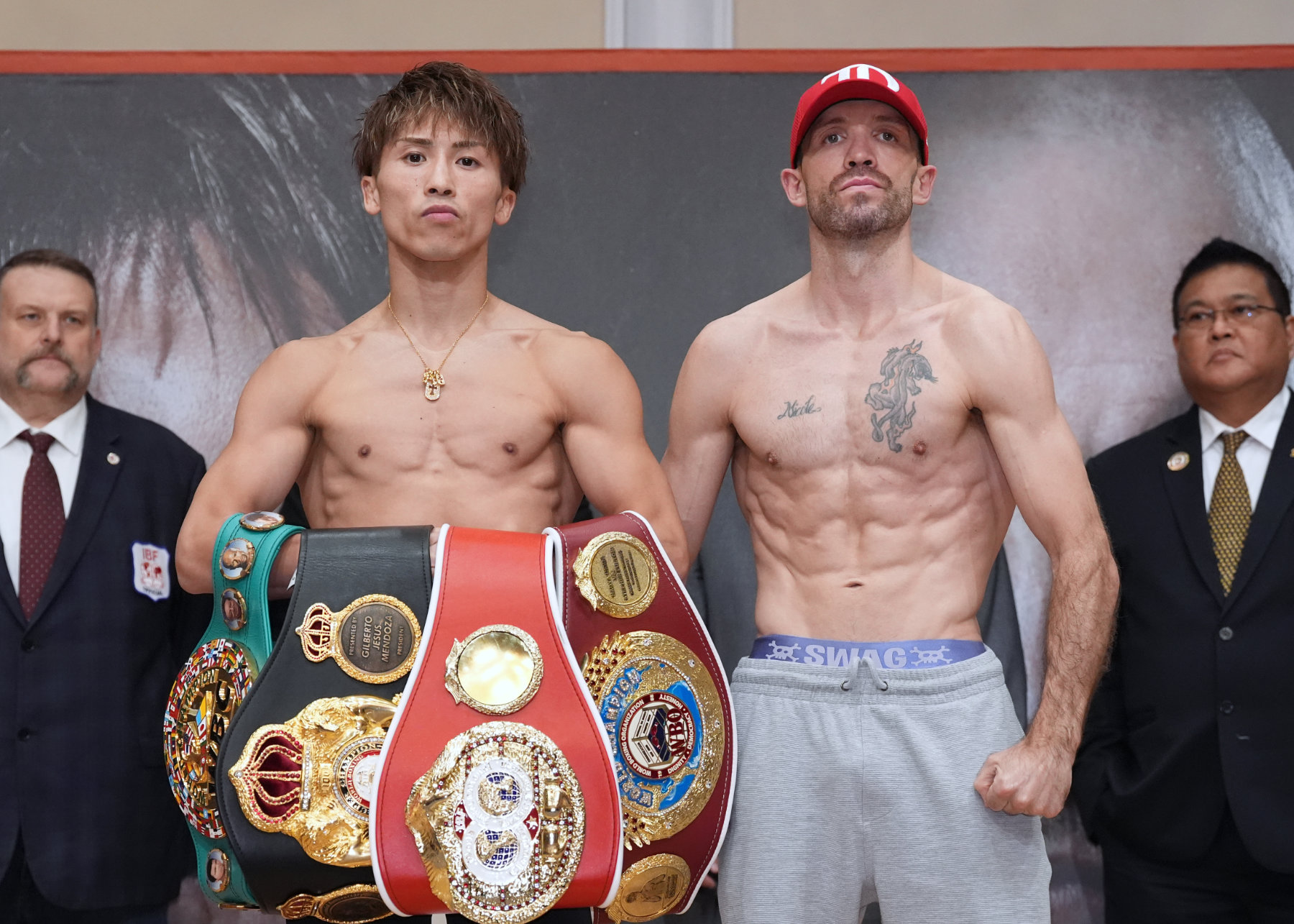 Naoya Inoue and TJ Doheny make weight for the RING 122-pound championship in Tokyo